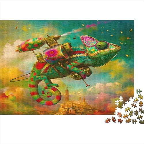 Eidechse Puzzle 300 Teile Puzzle Für Erwachsene Chamäleon Brain Challenge Geschicklichkeitsspiel Stress Abbauen Familien Herausforderndes Schöne Geschenkidee 300pcs (40x28cm) von lihuogongsio