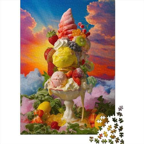 Eiscreme 1000 Stück Puzzles Fruchtcreme Lernspiel Spielzeug Geschenk Geschicklichkeitsspiel Für Die Ganze Familie Schöne Geschenkidee DIY Kreative Unterhaltung 1000pcs (75x50cm) von lihuogongsio