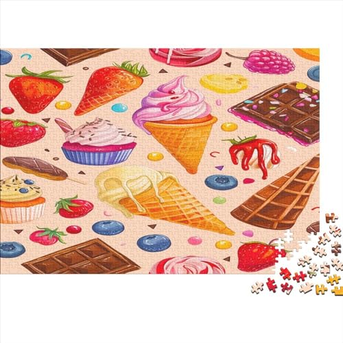 Eiscreme 1000 Stück Puzzles Schokoladenkuchen Stress Abbauen Familien-Puzzlespiel Kräftigen Farben Schöne Geschenkverpackung Lernspiel Spielzeug Geschenk Premium Quality 1000pcs (75x50cm) von lihuogongsio