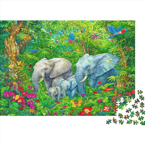 Elefant 300 Teile Puzzle Tropischer Regen Impossible Für Erwachsene HochwerTiger Puzzle Fantasy Schöne Geschenkidee DIY Kreative Unterhaltung Spielzeug Dekoration 300pcs (40x28cm) von lihuogongsio