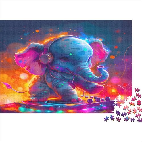 Elefant Puzzle 500 Teile Puzzle Für Erwachsene Fliegender Elefant Stress Abbauen Familien-Puzzlespiel DIY Kreative Unterhaltung Schöne Geschenkidee Kräftigen Farben 500pcs (52x38cm) von lihuogongsio