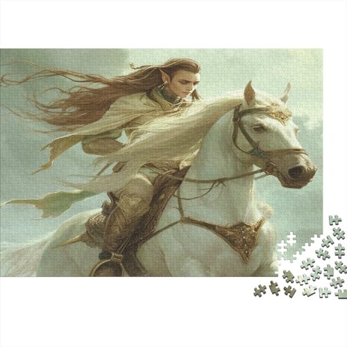 Elf 500 Teile Puzzle Weißes Pferd Impossible Für Erwachsene Hochwertiger Puzzle Fantasy Schöne Geschenkidee DIY Kreative Unterhaltung Spielzeug Dekoration 500pcs (52x38cm) von lihuogongsio