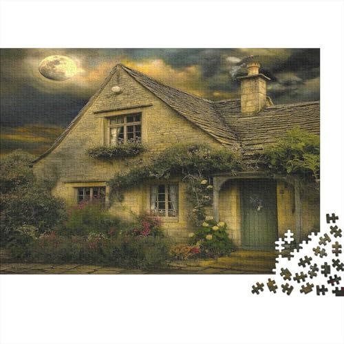 Englisches Haus Puzzle 1000 Teile Blumencottage in den Cotswolds Puzzle Erwachsene Spielepuzzles Hochwertiger Holzpuzzle Erwachsene Geschicklichkeitsspiel Lernspiel Spielzeug 1000pcs (75x50cm von lihuogongsio