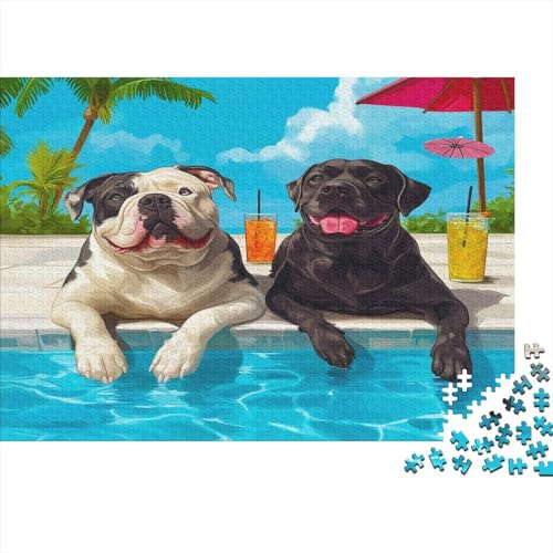 English BullHund Puzzle 1000 Teile Puzzle Teilige Britischer Labrador Spielepuzzles Für Die Ganze Familie Brain Challenge Raumdekoration Lernspiel Spielzeug 1000pcs (75x50cm) von lihuogongsio