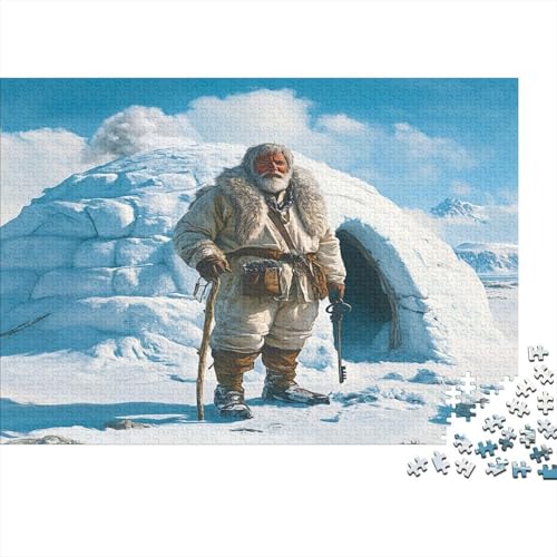 Eskimo-Mann Puzzle 1000 Teile Iglu Puzz Erwachsene Spielepuzzles HochwerTiger Geschicklichkeitsspiel Lernspiel Spielzeug Geschenk Schöne 1000pcs (75x50cm) von lihuogongsio