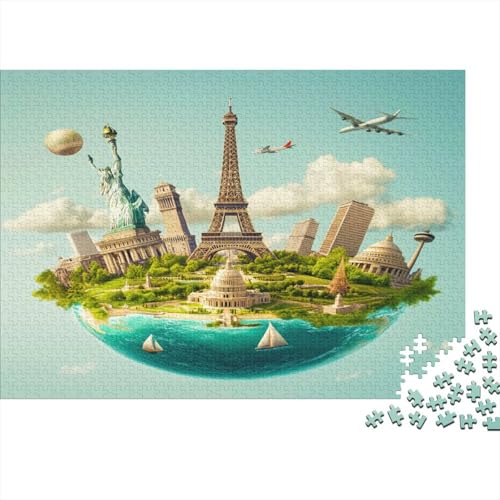 Famous Wahrzeichen 300 Stück Puzzles Tag des Tourismus Erwachsene Stress Abbauen Familien 300 Brain Challenge Lernspiel Spielzeug Premium Quality Spielzeug Geschenk 300pcs (40x28cm) von lihuogongsio