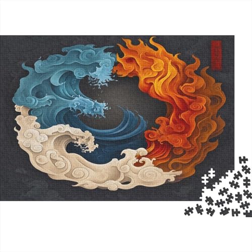 Feuer, Metall, Erde und Wasser Puzzle 300 Puzzle chinesisch Elements Erwachsene Impossible Puzzle Geschicklichkeitsspiel Für Die Ganze Familie Puzzle Erwachsene Premium Quality 300pcs (40x28cm) von lihuogongsio