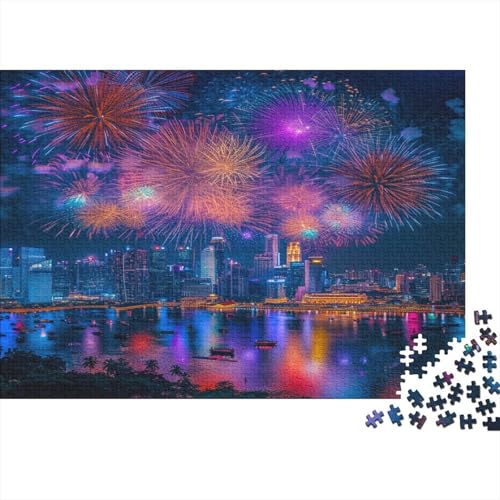 Feuerwerk Puzzle 300 Teile Puzzle Für Erwachsene Neujahr Stress Abbauen Familien-Puzzlespiel DIY Kreative Unterhaltung Schöne Geschenkidee Kräftigen Farben 300pcs (40x28cm) von lihuogongsio