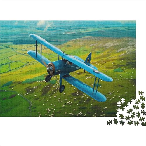 Flugzeug Puzzle 500 Teile Puzzle Für Erwachsene Blaues Zweiflügel Geschicklichkeitsspiel Für Die Ganze Familie Premium Quality Schöne Geschenkidee Kräftigen Farben 500pcs (52x38cm) von lihuogongsio