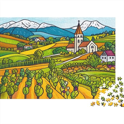 French Bauernhof Puzzle Für Erwachsene 1000 Puzzle Weinberg Anspruchsvoll Puzzle Teile Erwachsener Kniffel Spaß Für Die Ganze Familie Unmögliches Puzzle DIY Kreative 1000pcs (75x50cm) von lihuogongsio