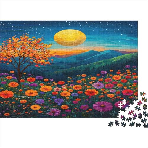 Garten unter Mondschein 1000 Stück Puzzles Buntglas Erwachsene Stress Abbauen Familien 1000 Brain Challenge Lernspiel Spielzeug Premium Quality Spielzeug Geschenk 1000pcs (75x50cm) von lihuogongsio