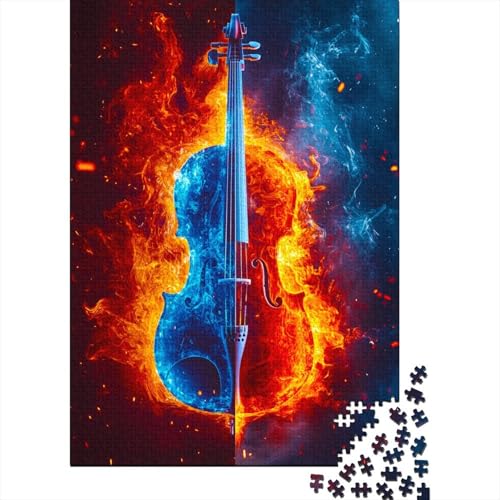 Geige Puzzle 500 Teile Puzzle Für Erwachsene Neon Blau Stress Abbauen Familien-Puzzlespiel DIY Kreative Unterhaltung Schöne Geschenkidee Kräftigen Farben 500pcs (52x38cm) von lihuogongsio