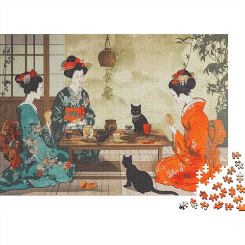 Geisha Puzzle 1000 Teile Tee-Zeremonie Puzz Erwachsene Spielepuzzles HochwerTiger Geschicklichkeitsspiel Lernspiel Spielzeug Geschenk Schöne 1000pcs (75x50cm) von lihuogongsio