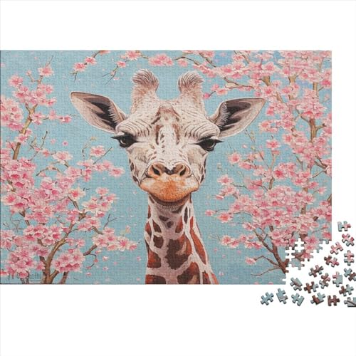 Giraffe Puzzle 500 Teile Puzzle Für Erwachsene Sakura Stress Abbauen Familien-Puzzlespiel DIY Kreative Unterhaltung Schöne Geschenkidee Kräftigen Farben 500pcs (52x38cm) von lihuogongsio