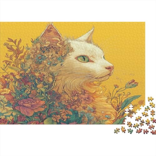 Golden Katze Puzzle 1000 Teile Blumen in Clustern Puzz Erwachsene Spielepuzzles HochwerTiger Geschicklichkeitsspiel Lernspiel Spielzeug Geschenk Schöne 1000pcs (75x50cm) von lihuogongsio