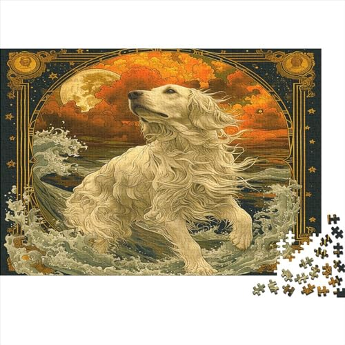 Golden Retriever 1000 Stück Puzzles Für Erwachsene Labrador Geschicklichkeitsspiel Für Die Ganze Familie Schöne Geschenkidee DIY Kreative Unterhaltung Fantasie-Puzzle 1000pcs (75x50cm) von lihuogongsio