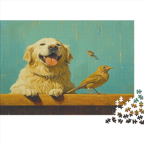 Golden Retriever 1000 Stück Puzzles Labrador Stress Abbauen Familien-Puzzlespiel Kräftigen Farben Schöne Geschenkverpackung Lernspiel Spielzeug Geschenk Premium Quality 1000pcs (75x50cm) von lihuogongsio