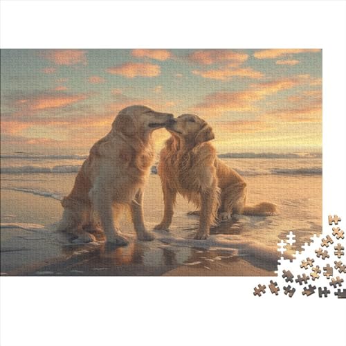 Golden Retriever 300 Stück Puzzles Für Erwachsene Labrador Geschicklichkeitsspiel Für Die Ganze Familie Schöne Geschenkidee DIY Kreative Unterhaltung Fantasie-Puzzle 300pcs (40x28cm) von lihuogongsio