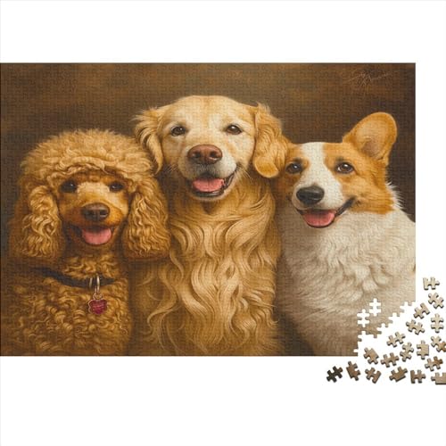 Golden Retriever Puzzle 300 Teile Puzzle Für Erwachsene Corgi-Pudel Brain Challenge Geschicklichkeitsspiel Stress Abbauen Familien Herausforderndes Schöne Geschenkidee 300pcs (40x28cm) von lihuogongsio