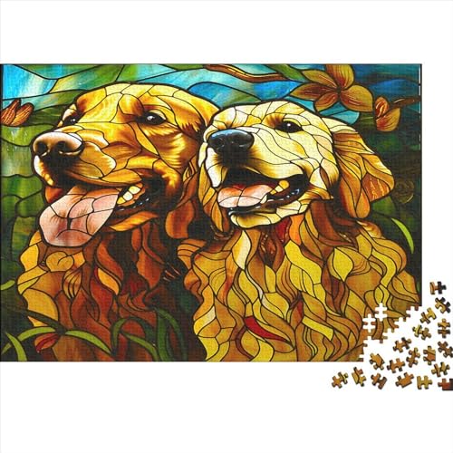 Golden Retriever Puzzle Für Erwachsene 1000 Puzzle Labrador Erwachsene Anspruchsvoll Puzzle Puzzlegröße Puzzle Unmögliches Puzzle Spielzeug Geschenk Premium Quality 1000pcs (75x50cm) von lihuogongsio