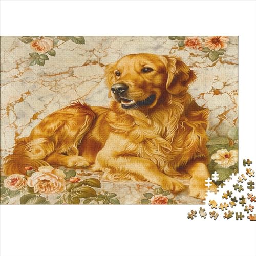 Golden Retriever Puzzle Für Erwachsene 1000 Puzzle Labrador Erwachsene Anspruchsvoll Puzzle Puzzlegröße Puzzle Unmögliches Puzzle Spielzeug Geschenk Premium Quality 1000pcs (75x50cm) von lihuogongsio