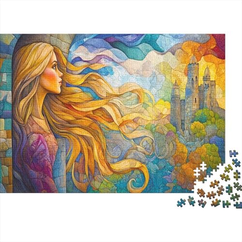 Goldene Prinzessin 300 Stück Puzzles Für Erwachsene einsamer Turm Geschicklichkeitsspiel Für Die Ganze Familie Schöne Geschenkidee DIY Kreative Unterhaltung 300pcs (40x28cm) von lihuogongsio