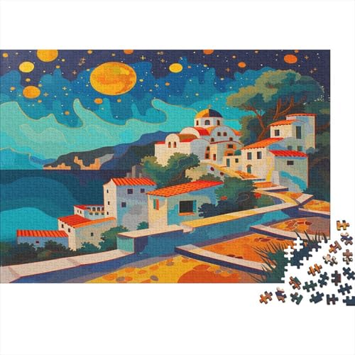 Griechische Landschaft 300 Teile Puzzle Santorin Impossible Für Erwachsene Hochwertiger Puzzle Fantasy Schöne Geschenkidee DIY Kreative Unterhaltung Spielzeug Dekoration 300pcs (40x28cm) von lihuogongsio