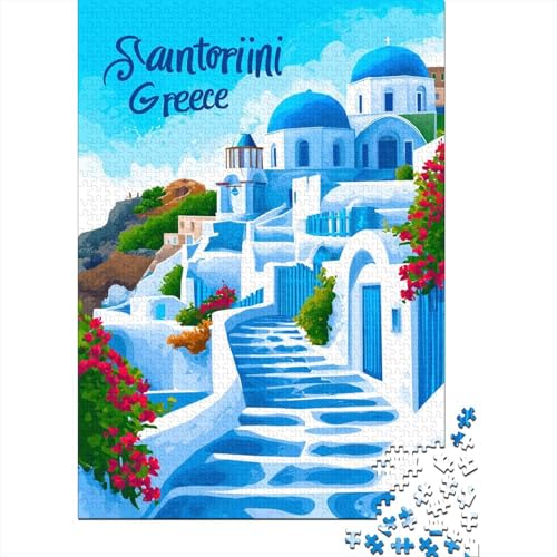 Griechische Landschaft 500 Teile Puzzle Santorin Impossible Für Erwachsene Hochwertiger Puzzle Fantasy Schöne Geschenkidee DIY Kreative Unterhaltung Spielzeug Dekoration 500pcs (52x38cm) von lihuogongsio