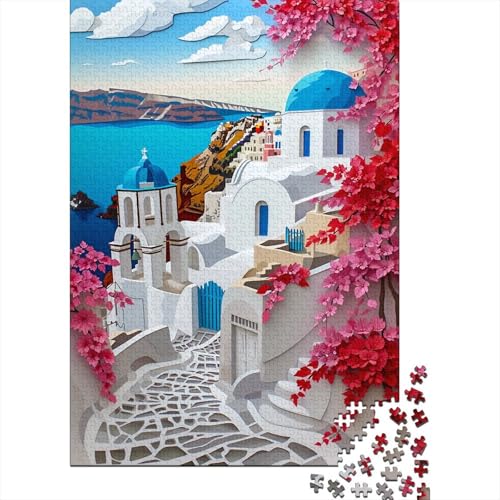 Griechische Landschaft Puzzle 300 Puzzle Santorin Erwachsene Impossible Puzzle Geschicklichkeitsspiel Für Die Ganze Familie Puzzle Erwachsene Premium Quality Farbig Spaß 300pcs (40x28cm) von lihuogongsio