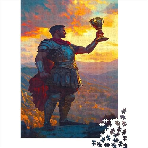 Griechischer Kriegers Puzzle 1000 Teile Impossible Für Erwachsene Hochwertiger Heiliger Gral Holzpuzzle Erwachsene Fantasy Schöne Geschenkidee DIY Kreative Unterhaltung 1000pcs (75x50cm) von lihuogongsio