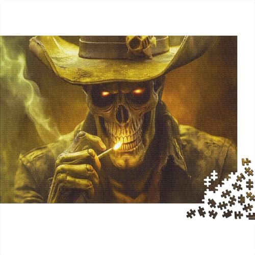 Grimmiger Kuhboy Puzzle 1000 Teile Puzzle Teilige Totenkopf Spielepuzzles Für Die Ganze Familie Brain Challenge Raumdekoration Lernspiel Spielzeug 1000pcs (75x50cm) von lihuogongsio