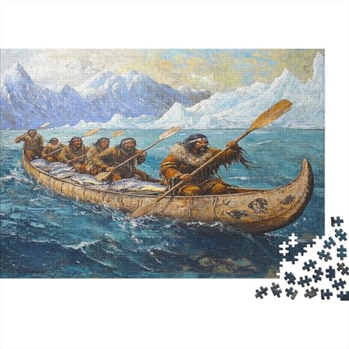 Grönländische Inuit Männer Puzzle Für Erwachsene 300 Puzzle Kanu Erwachsene Anspruchsvoll Puzzle Puzzlegröße Puzzle Unmögliches Puzzle Spielzeug Geschenk 300pcs (40x28cm) von lihuogongsio