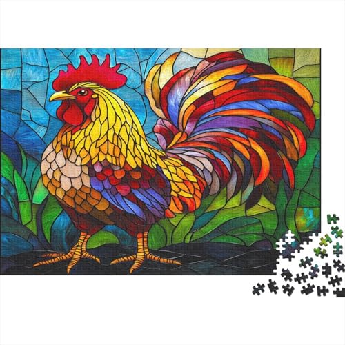 Hahn 1000 Stück Puzzles Buntglas Lernspiel Spielzeug Geschenk Geschicklichkeitsspiel Für Die Ganze Familie Schöne Geschenkidee DIY Kreative 1000pcs (75x50cm) von lihuogongsio