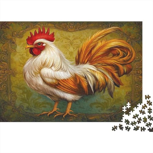 Hahn Puzzle 300 Teile Puzzle Für Erwachsene Gallic Hahn Stress Abbauen Familien-Puzzlespiel DIY Kreative Unterhaltung Schöne Geschenkidee Kräftigen Farben 300pcs (40x28cm) von lihuogongsio