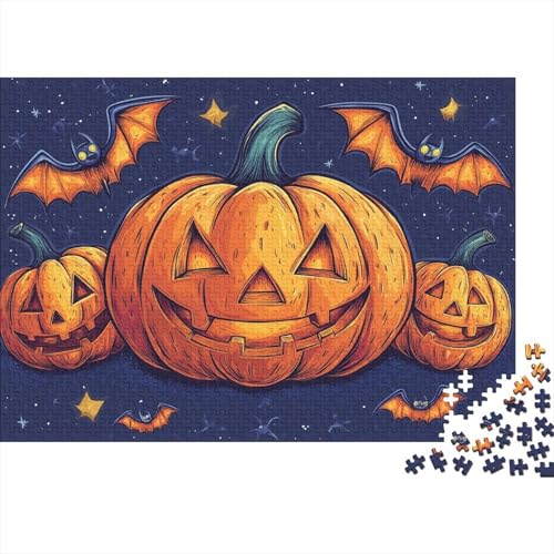 Halloween 500 Stück Puzzles Für Erwachsene Kürbis und Fledermäuse Geschicklichkeitsspiel Für Die Ganze Familie Schöne Geschenkidee DIY Kreative Unterhaltung 500pcs (52x38cm) von lihuogongsio