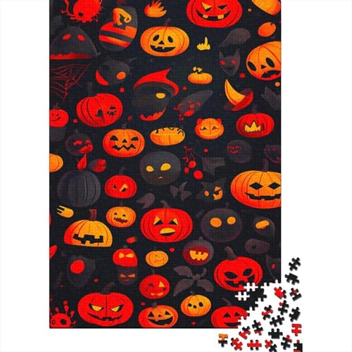 Halloween Emojis 1000 Stück Puzzles Halloween Kürbis Erwachsene Stress Abbauen Familien 1000 Brain Challenge Lernspiel Spielzeug Premium Quality Spielzeug Geschenk 1000pcs (75x50cm) von lihuogongsio