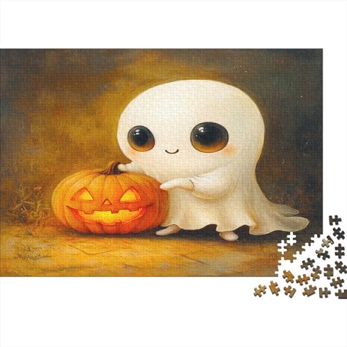 Halloween Geist Puzzle 1000 Teile Puzzle Teilige Kürbis Spielepuzzles Für Die Ganze Familie Brain Challenge Raumdekoration Lernspiel Spielzeug 1000pcs (75x50cm) von lihuogongsio