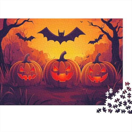 Halloween-Kürbiss Puzzle 1000 Teile Puzzle Teilige Fledermäuse Spielepuzzles Für Die Ganze Familie Brain Challenge Raumdekoration Lernspiel Spielzeug 1000pcs (75x50cm) von lihuogongsio