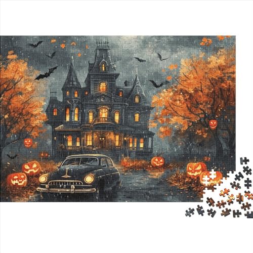 Halloween Puzzle 1000 Teile Puzzle Teilige Haunted House Spielepuzzles Für Die Ganze Familie Brain Challenge Raumdekoration Lernspiel Spielzeug Geschenk Mehrfarbig 1000pcs (75x50cm) von lihuogongsio