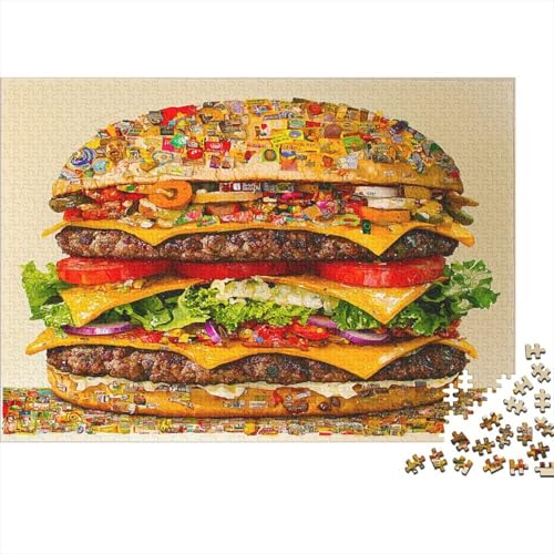 Hamburger 300 Stück Puzzles Riesenburger Lernspiel Spielzeug Geschenk Geschicklichkeitsspiel Für Die Ganze Familie Schöne Geschenkidee DIY Kreative 300pcs (40x28cm) von lihuogongsio