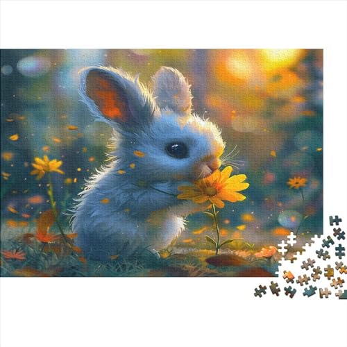 Hase 500 Stück Puzzles Für Erwachsene Weißes Kaninchen Geschicklichkeitsspiel Für Die Ganze Familie Schöne Geschenkidee DIY Kreative Unterhaltung Fantasy-Puzzle 500pcs (52x38cm) von lihuogongsio
