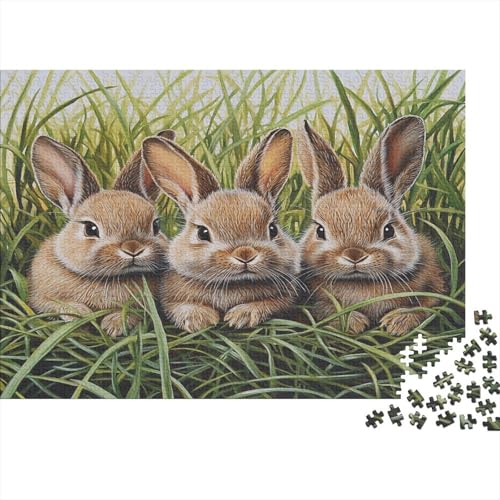 Hase Puzzle 1000 Teile Holzpuzzle Erwachsene Anspruchsvoll Puzzle Häschen Langlebig Spielzeug Entspannend Einzigartiges Geschenk 1000pcs (75x50cm) von lihuogongsio