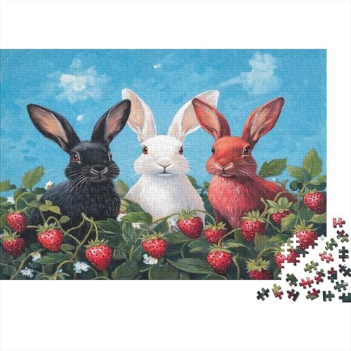 Hase Puzzle Erwachsene 1000 Teile Kaninchen Puzzle Holzpuzzle Geschicklichkeitsspiel Für Die Ganze Familie Schöne Geschenkidee DIY Kreative Unterhaltung 1000pcs (75x50cm) von lihuogongsio