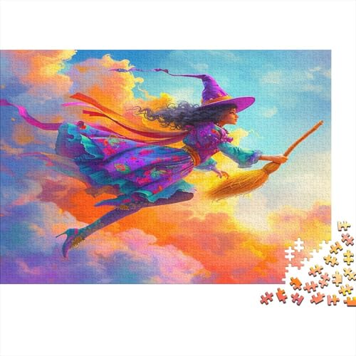 Hexe 500 Stück Puzzles Für Erwachsene magischer Besen Geschicklichkeitsspiel Für Die Ganze Familie Schöne Geschenkidee DIY Kreative Unterhaltung Fantasy-Puzzle 500pcs (52x38cm) von lihuogongsio