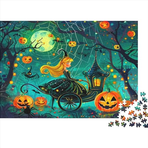 Hexe Puzzle Für Erwachsene 1000 Puzzle Halloween-Hexe Erwachsene Anspruchsvoll Puzzle Puzzlegröße Puzzle Unmögliches Puzzle Spielzeug Geschenk Premium Quality 1000pcs (75x50cm) von lihuogongsio