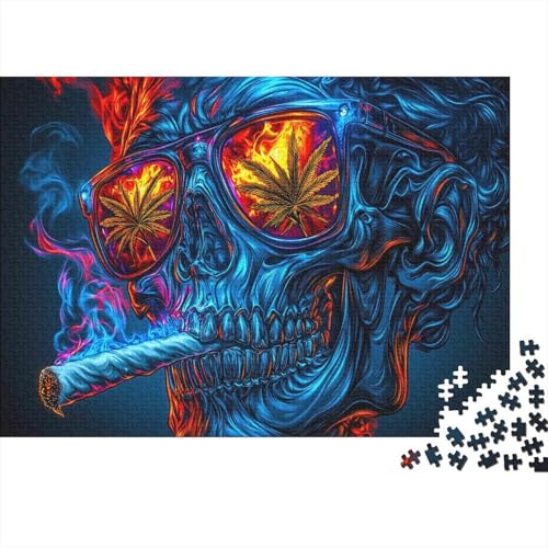 Hippie Totenkopf Puzzle Für Erwachsene 500 Puzzle Anspruchsvoll Puzzle Teile Erwachsener Kniffel Spaß Für Die Ganze Familie Unmögliches Puzzle DIY Kreative 500pcs (52x38cm) von lihuogongsio