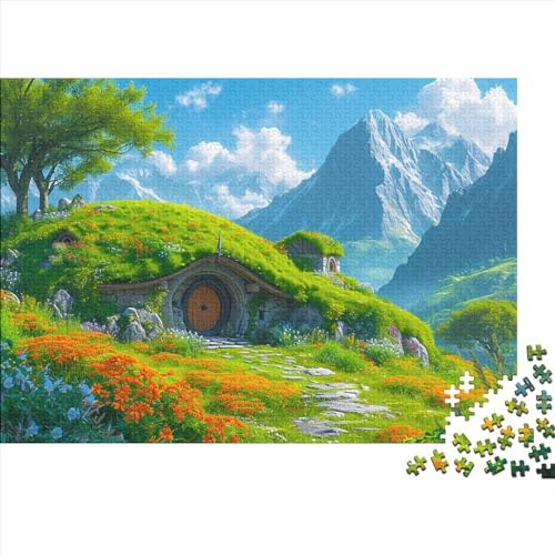 Hobbi, Habi 1000 Stück Puzzles Hobbito-Dorf Stress Abbauen Familien-Puzzlespiel Kräftigen Farben Schöne Geschenkverpackung Lernspiel Spielzeug Geschenk Premium Quality 1000pcs (75x50cm) von lihuogongsio