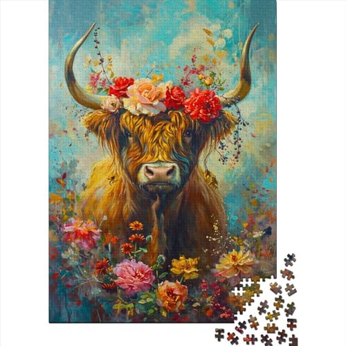 Hochlandrind 1000 Teile Puzzle Hochlandrinds Impossible Für Erwachsene Hochwertiger Puzzle Fantasy Schöne Geschenkidee DIY Kreative Unterhaltung Spielzeug Dekoration 1000pcs (75x50cm) von lihuogongsio