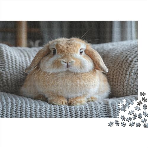 Holland Lop Kaninchen Puzzle Erwachsene 1000 Teile Häschen Puzzle Holzpuzzle Geschicklichkeitsspiel Für Die Ganze Familie Schöne Geschenkidee DIY Kreative Unterhaltung 1000pcs (75x50cm) von lihuogongsio