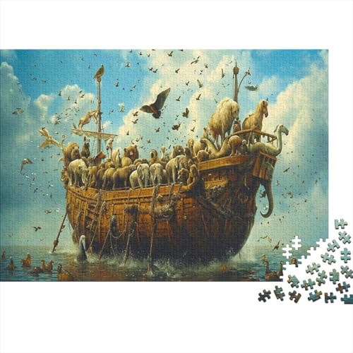 Holzboot Puzzle Für Erwachsene 500 Puzzle Arche Noah Anspruchsvoll Puzzle Teile Erwachsener Kniffel Spaß Für Die Ganze Familie Unmögliches Puzzle DIY Kreative 500pcs (52x38cm) von lihuogongsio